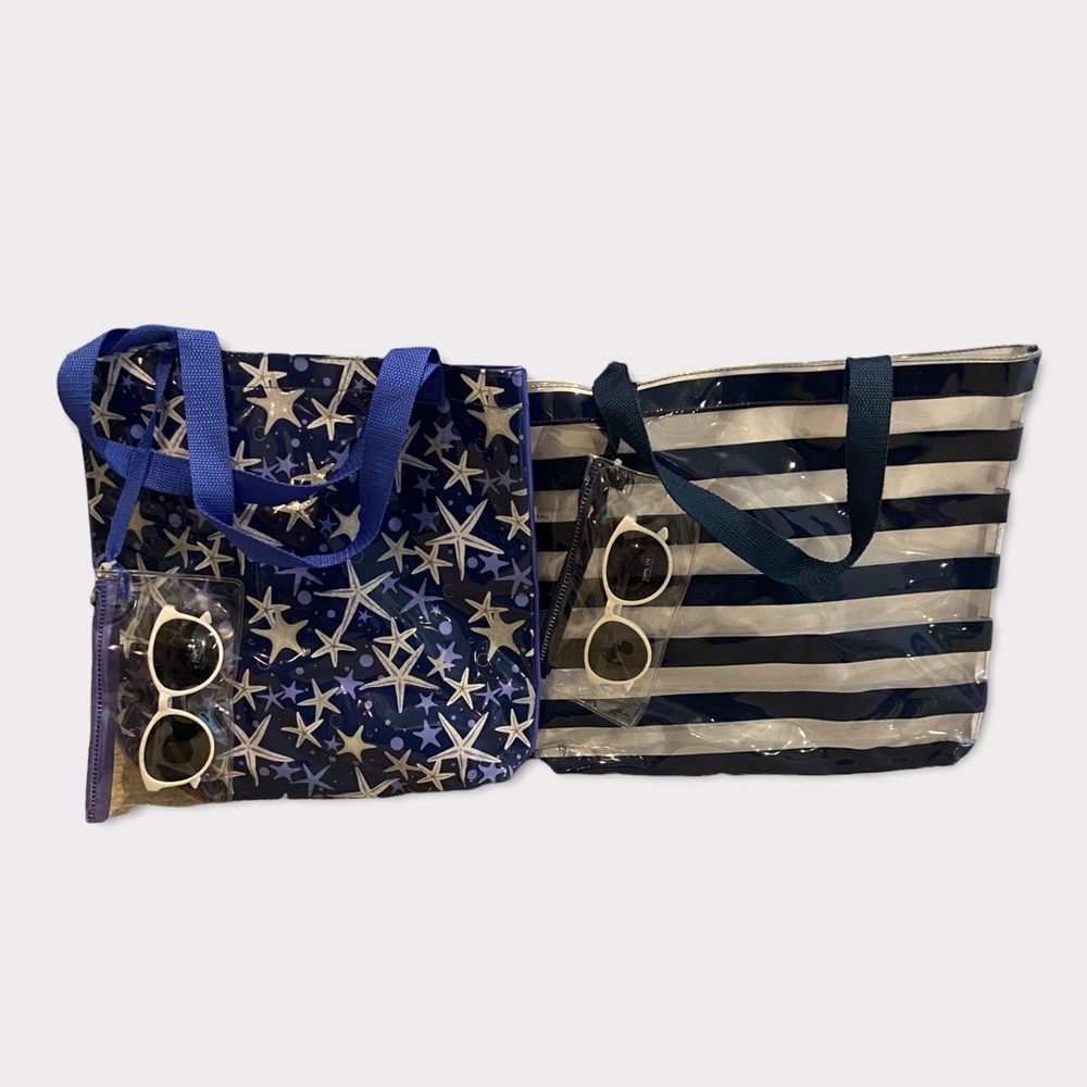 NWT. 2 100% PVC Summer Kid’s Tote Bags with Sunglasses